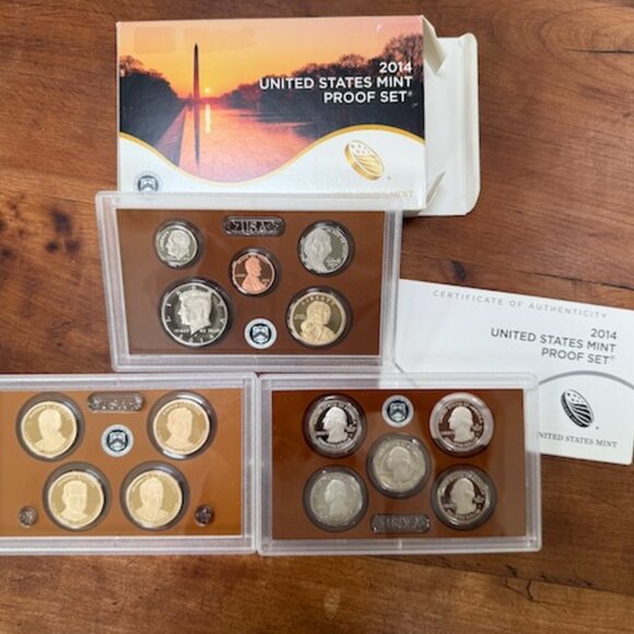 2014 US Mint Proof Set and Presidential $1 coins -Original Package, COA 14 coins - Picture 1 of 12